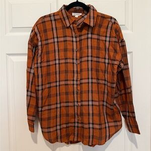 Blu Pepper Women's Black and Orange Plaid Shirt
